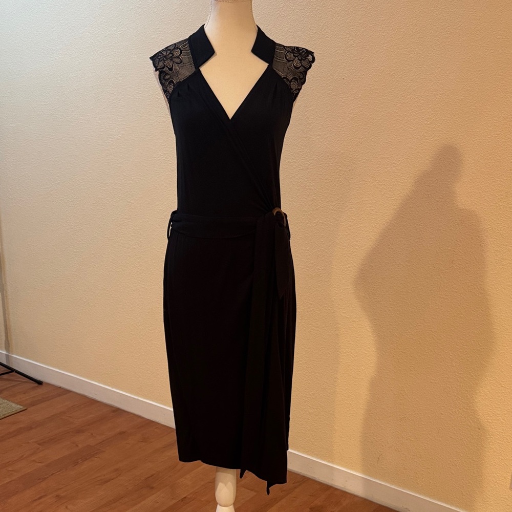 Les Lunes Black Lace Midi Dress
